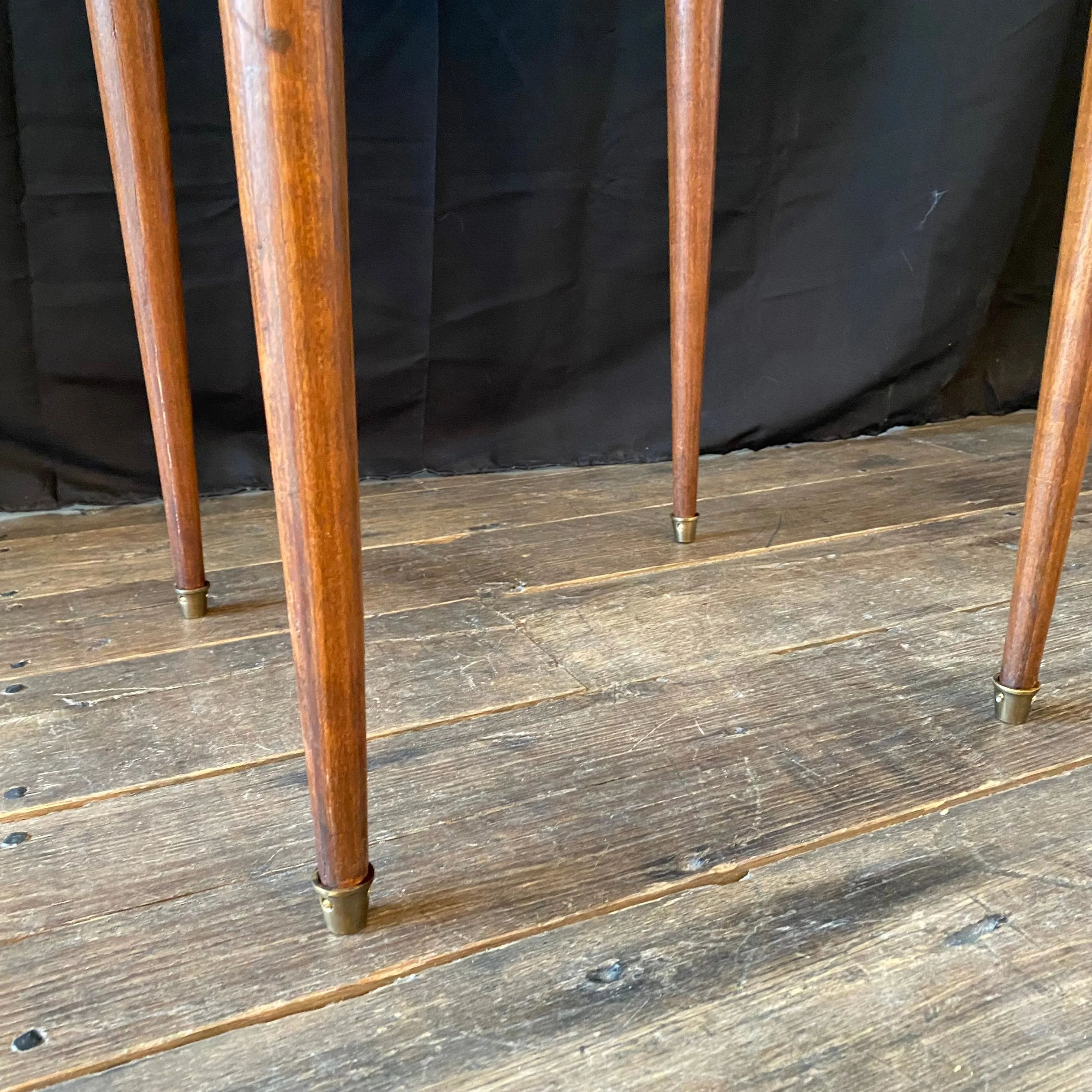 19th Century French Round Carrera Marble Top Side Table, Accent Table or Bouillotte Table with Original Exquisite Napoleonic Figural Pulls and Bronze Gallery