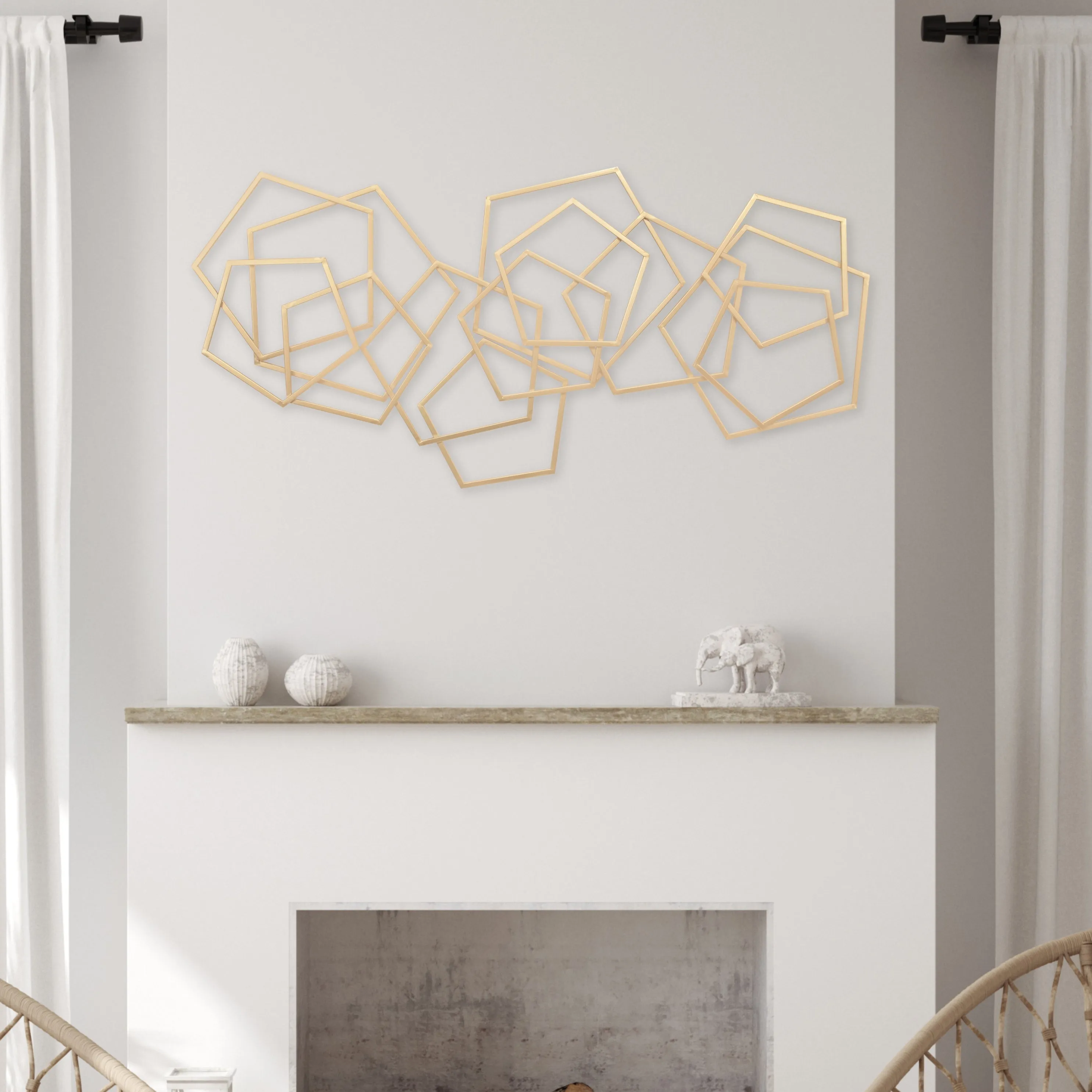 6092GD - Astraga Pentagon Wall Art - Gold