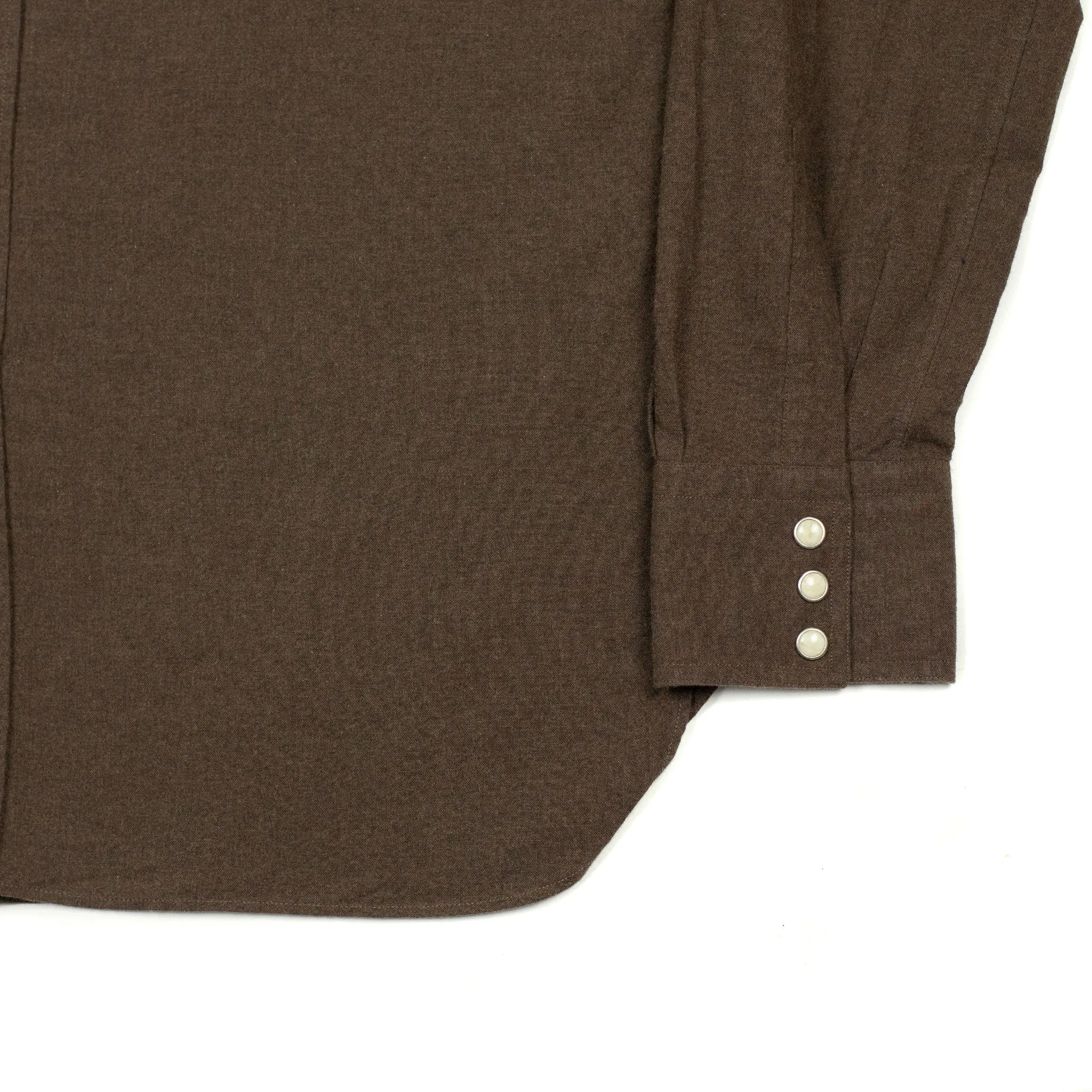 Aariosto western shirt in cocoa lightweight brushed cotton