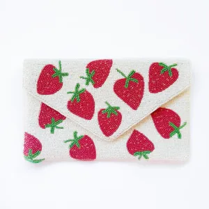 Beaded Strawberry Clutch Handbag