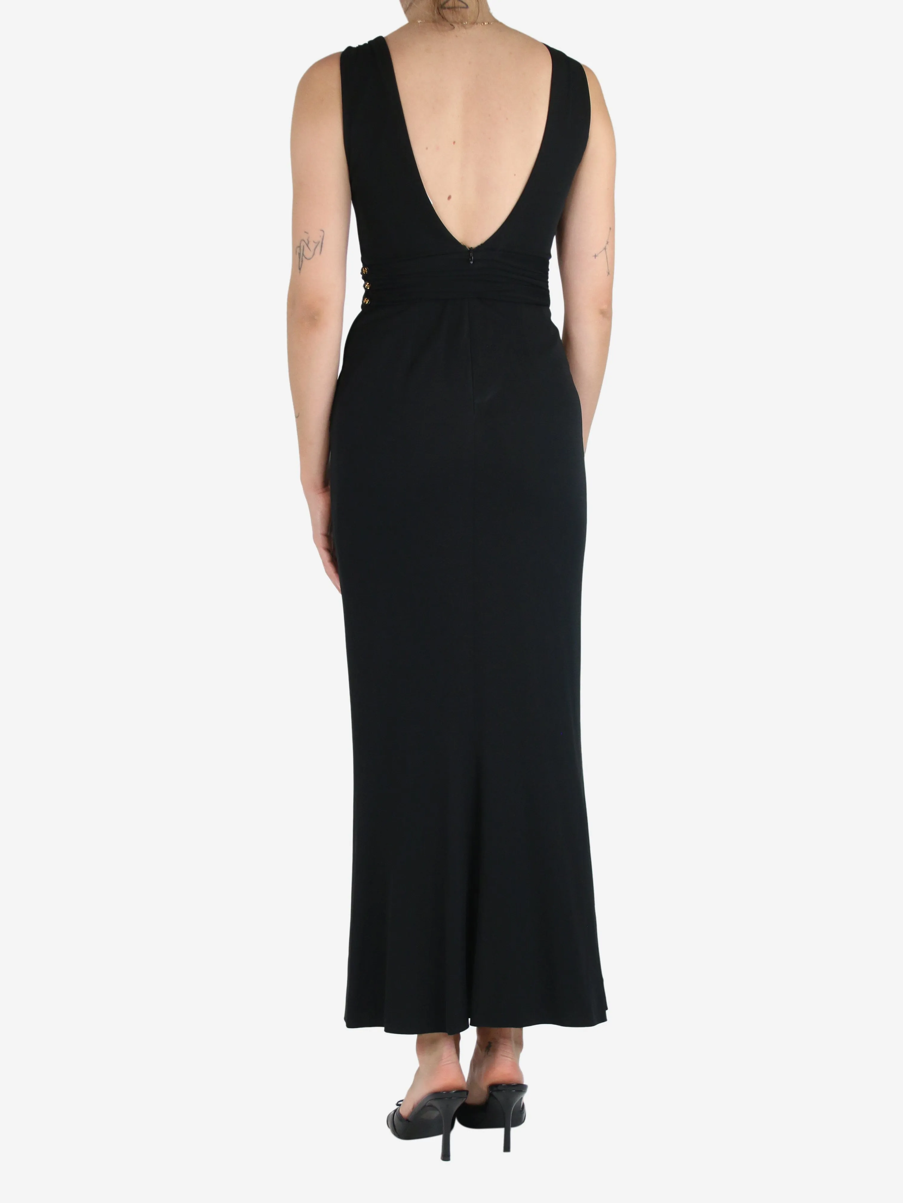 Black sleeveless midi dress - size UK 8