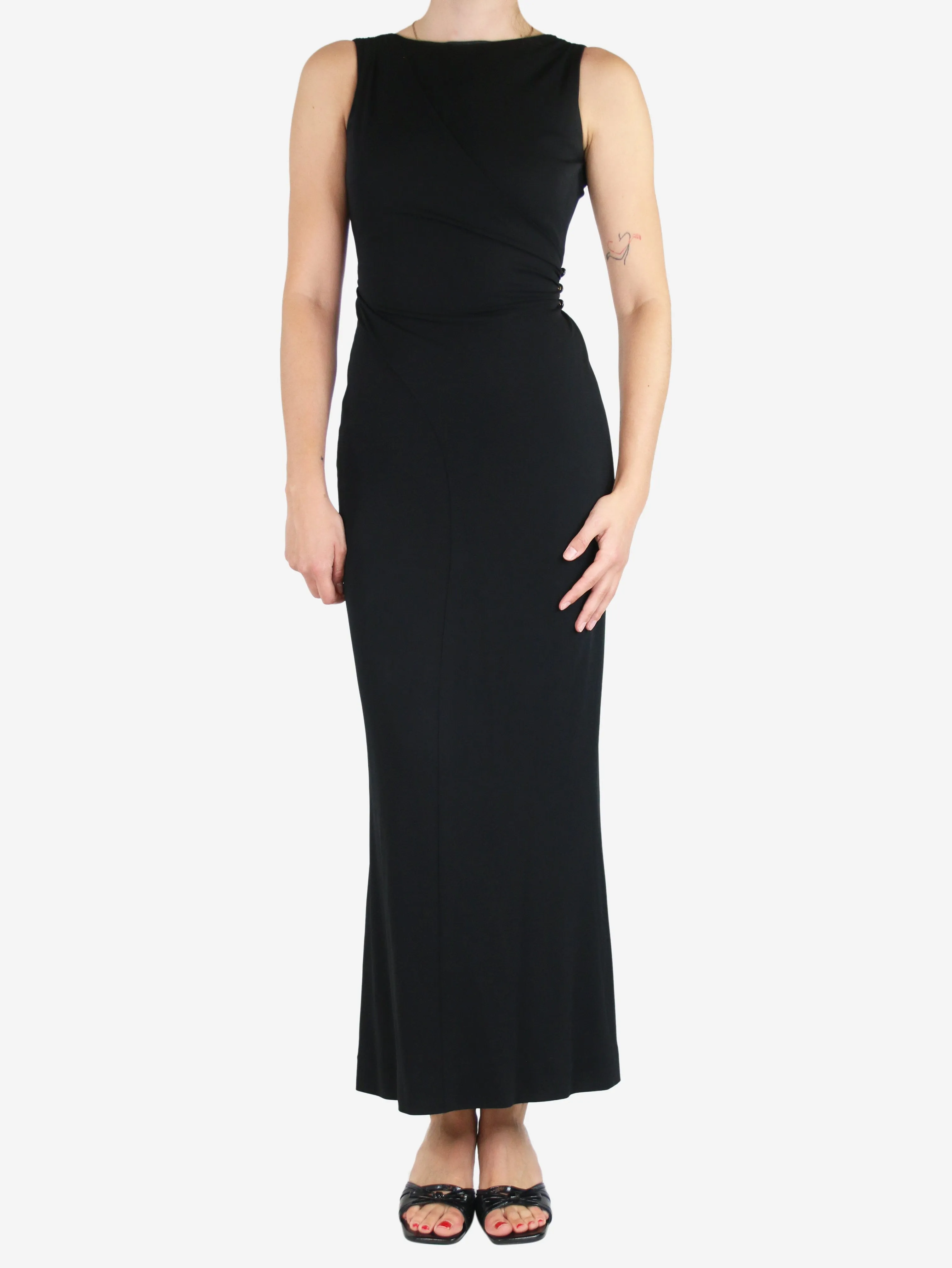 Black sleeveless midi dress - size UK 8