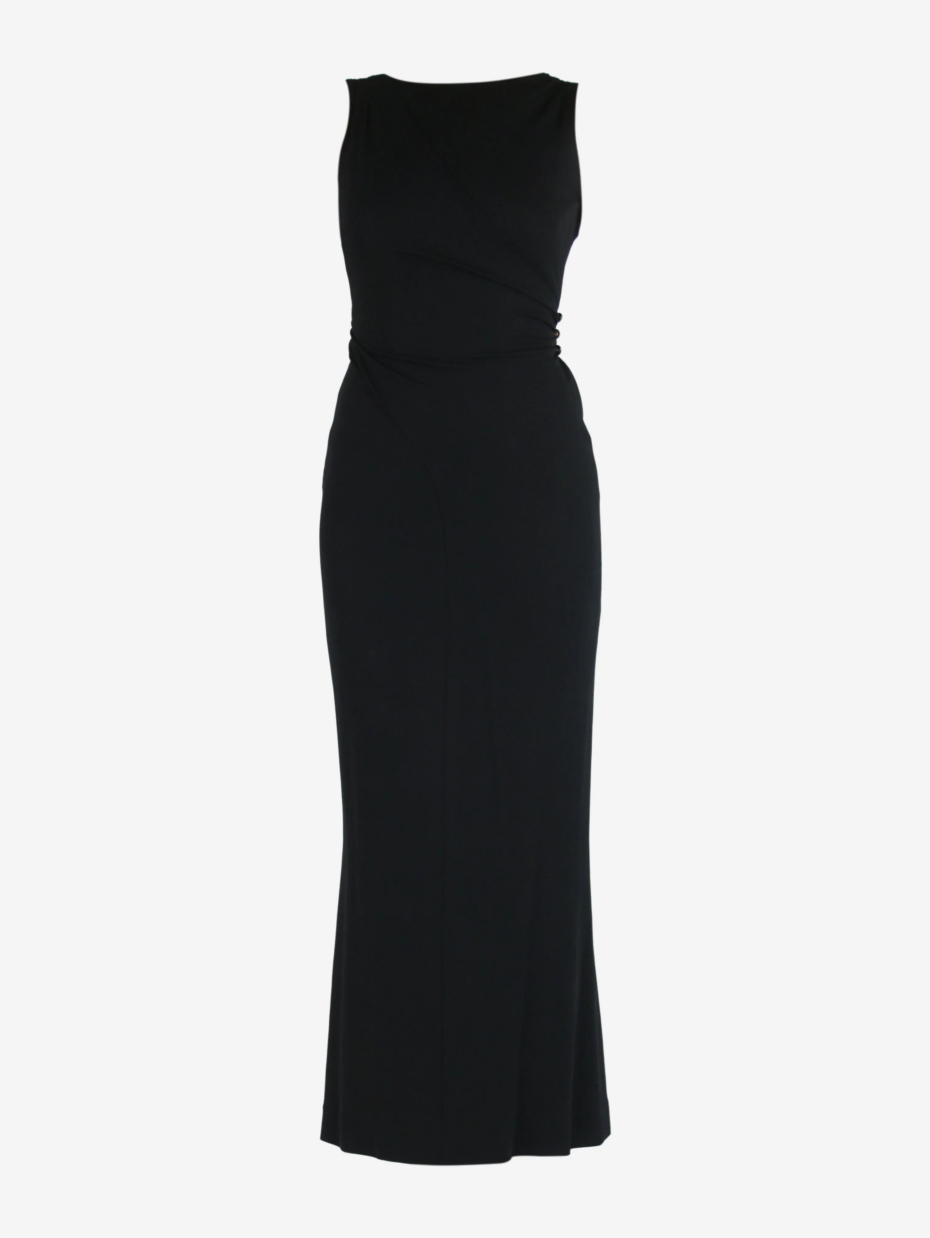 Black sleeveless midi dress - size UK 8