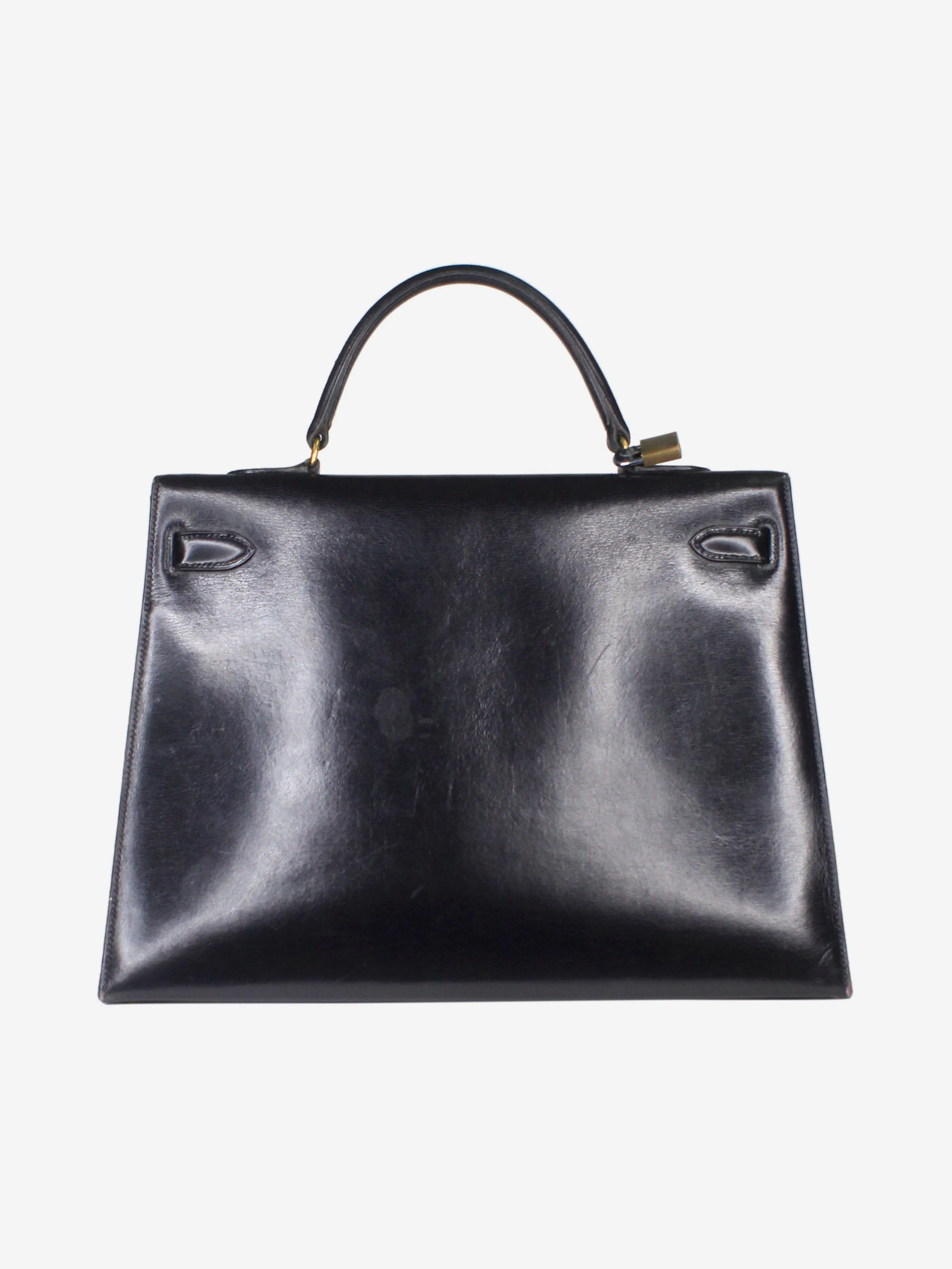 Black vintage 1965 Kelly 36 bag in Box Calf leather