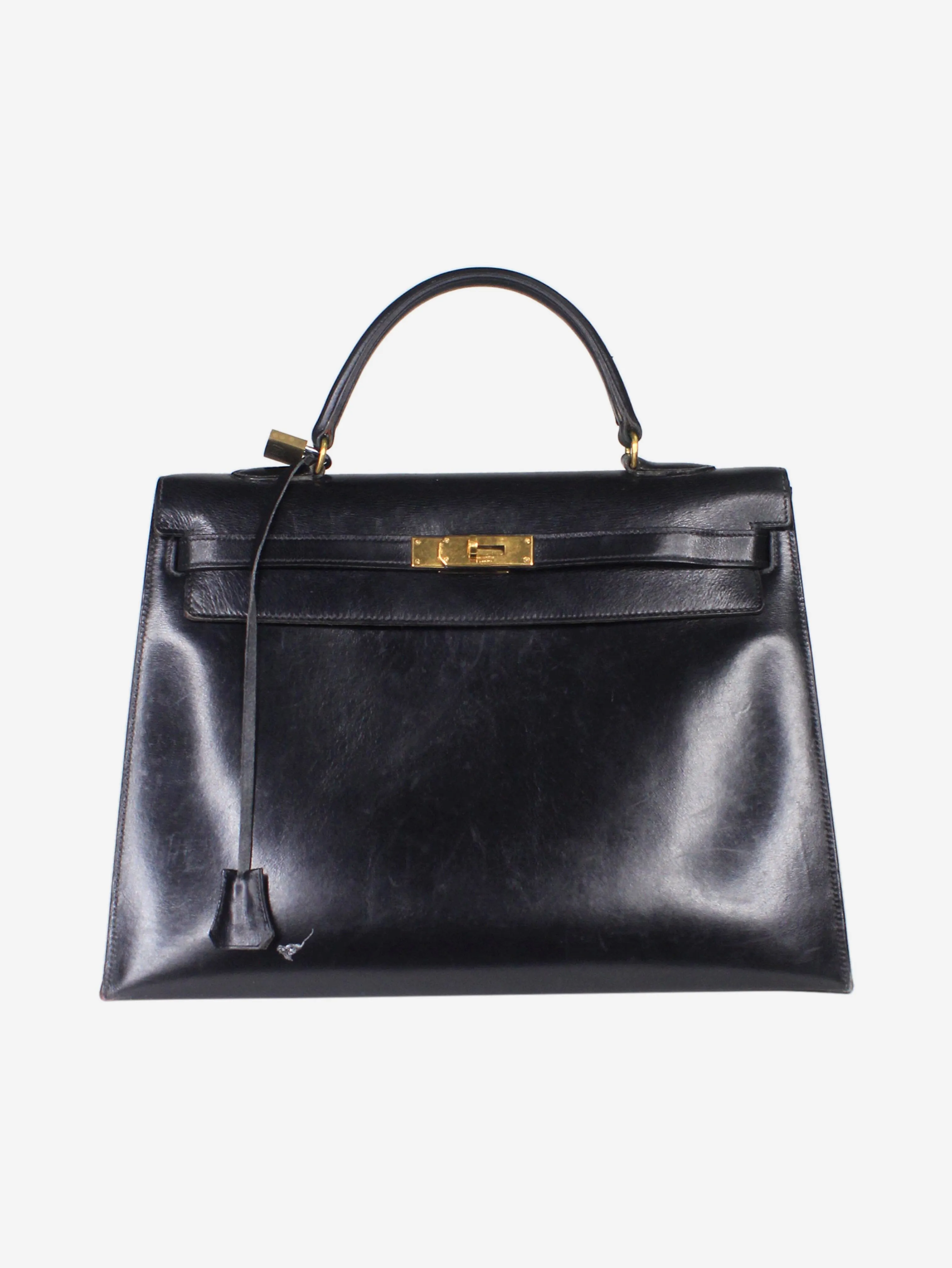 Black vintage 1965 Kelly 36 bag in Box Calf leather