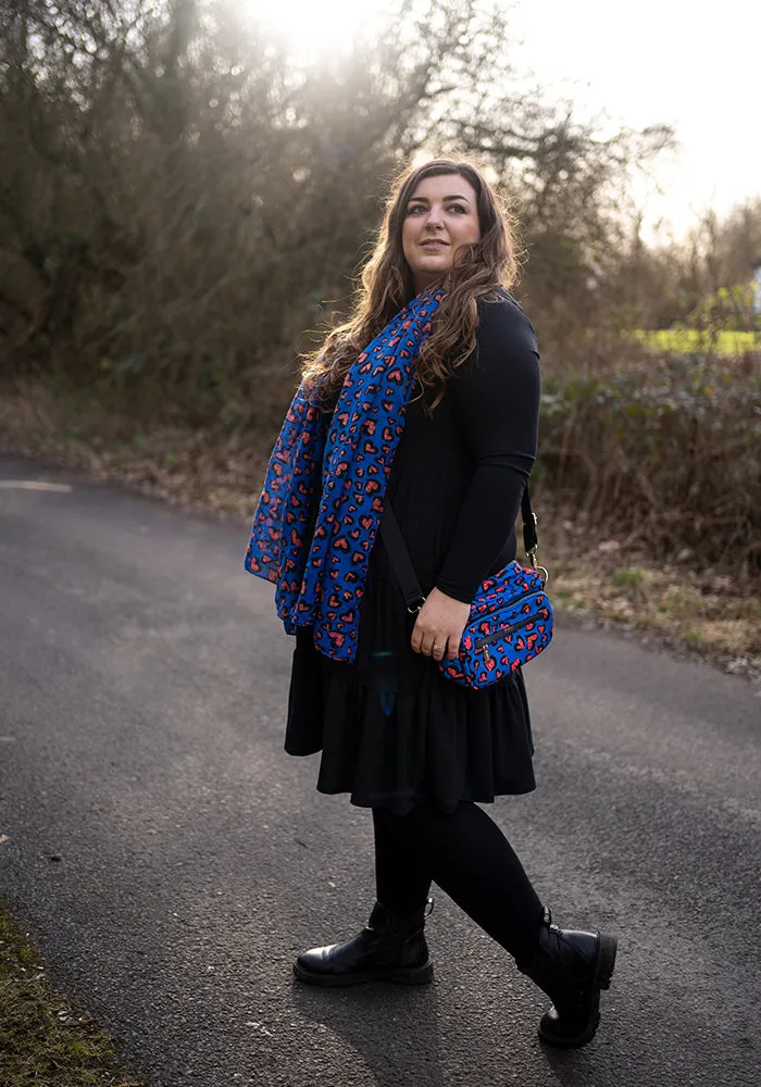 Blue Animal Heart Print Cross Body Bag