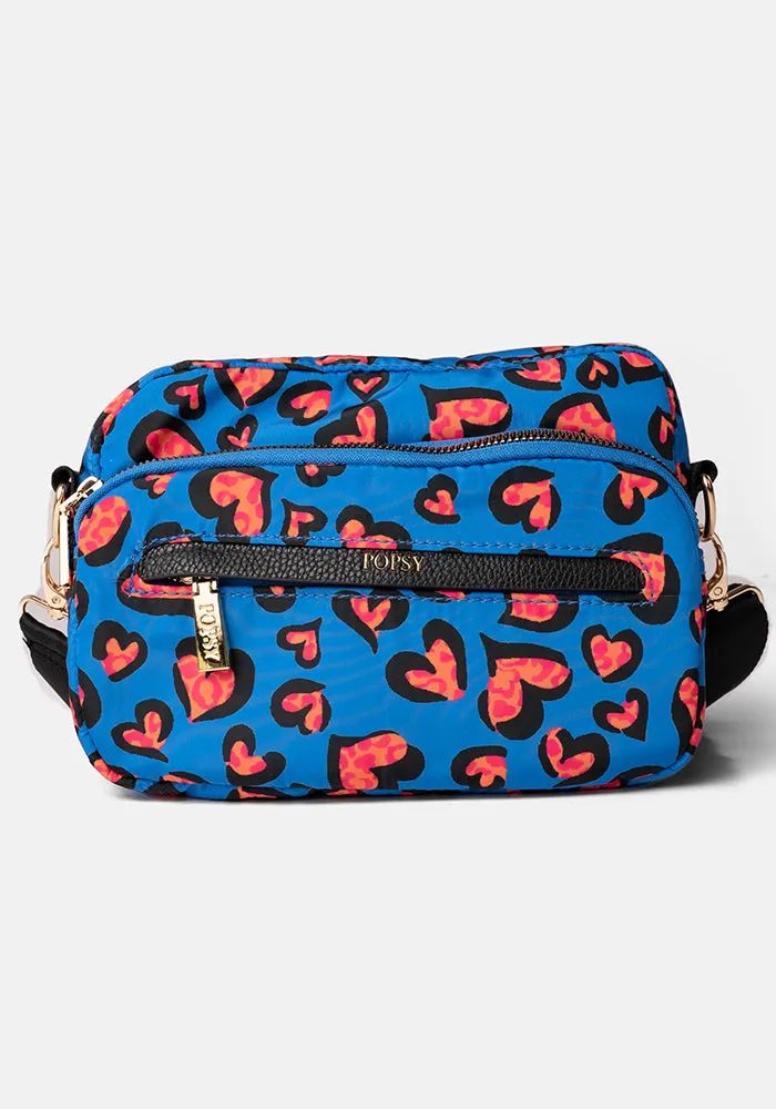 Blue Animal Heart Print Cross Body Bag