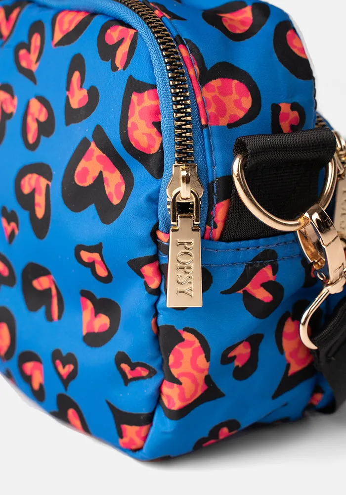 Blue Animal Heart Print Cross Body Bag