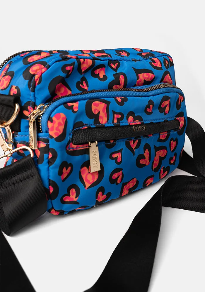 Blue Animal Heart Print Cross Body Bag