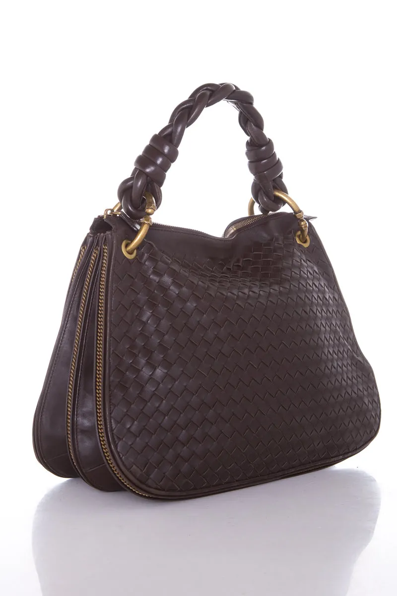 Bottega Veneta Brown Braided Triple Chain Hobo