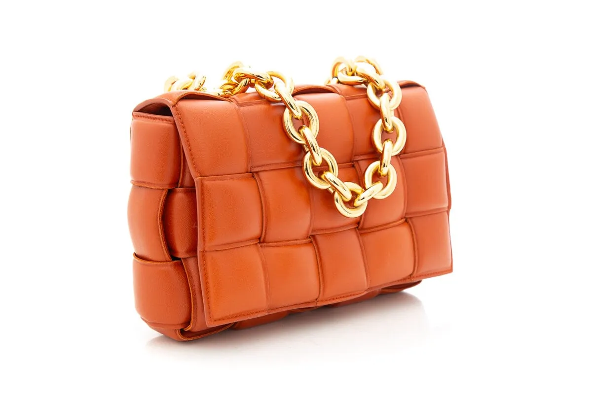 Bottega Veneta Orange Cassette Chain Handbag