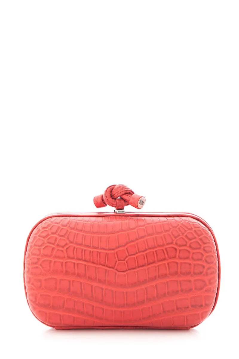 Bottega Veneta Red Embossed Clutch