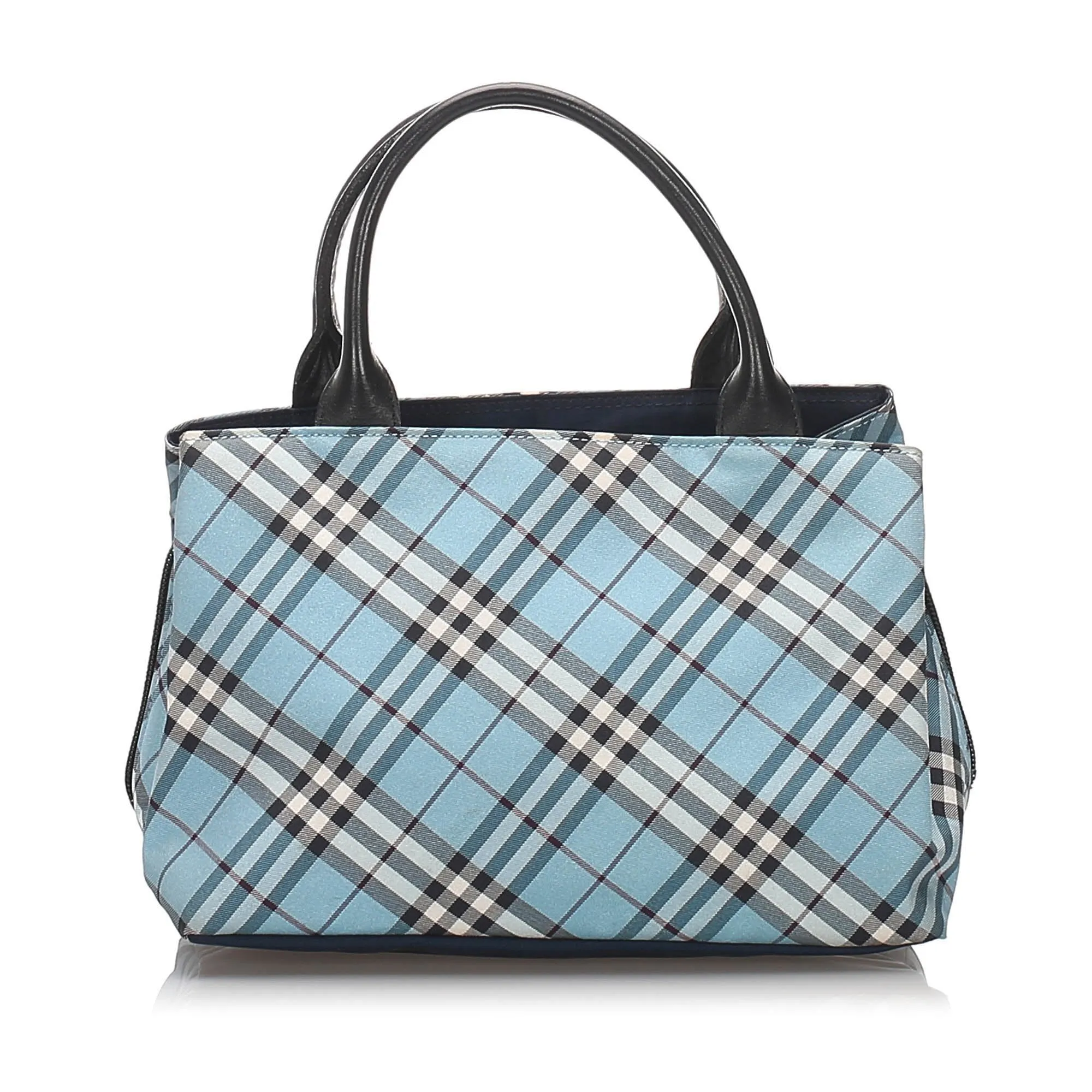 Burberry Blue Canvas Fabric Plaid Handbag United Kingdom