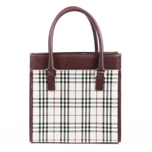 Burberry Checked Canvas Leather Handbag