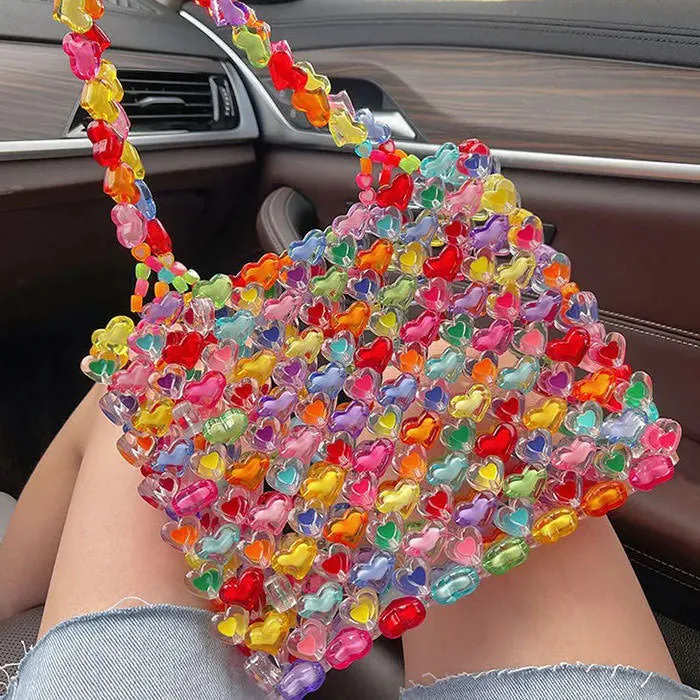 Candy Hearts Beaded Handbag