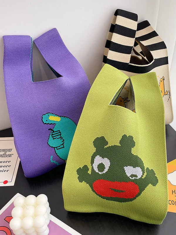 Cartoon Printed Bags Accessories Woven Handbag