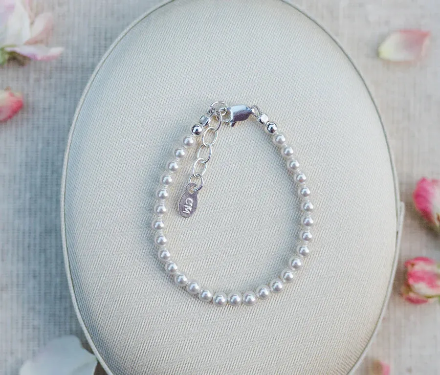 Cherished Moments Sterling Silver Simulated Pearl Baby Bracelet