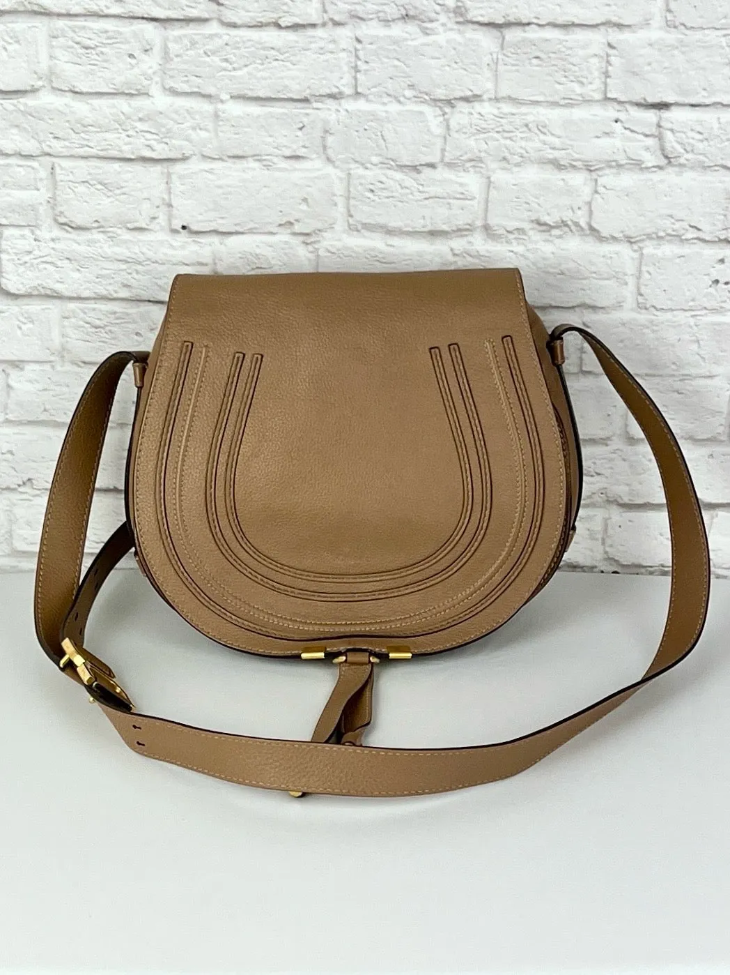 Chloe Medium Marcie Saddle Bag, Tan