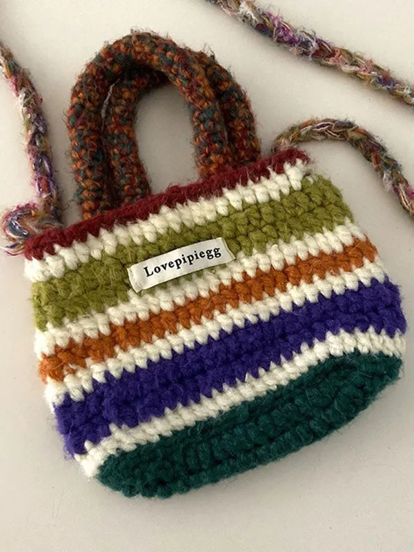 Colorful Contrast Color Crossbody Bag Woven Handbag