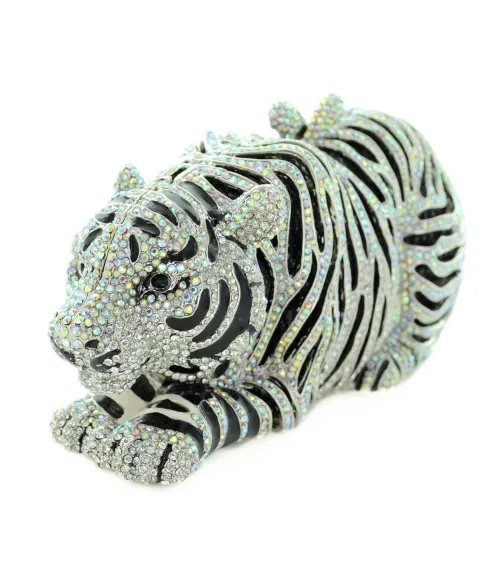 Crystal Embellished Tiger Evening Clutch