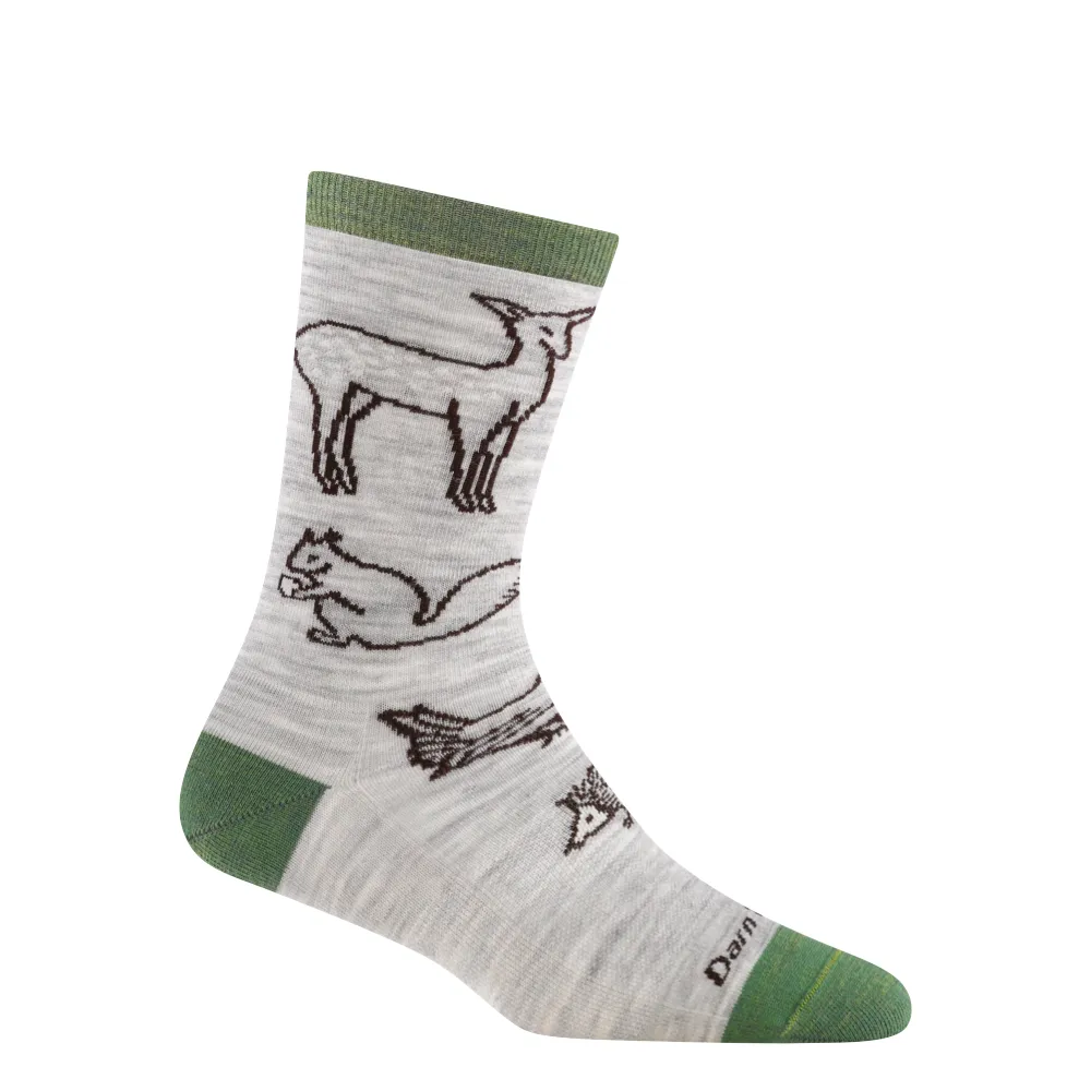 Darn Tough Women's Woodland Creatures Crew Lightweight Lifestyle Sock in Ash