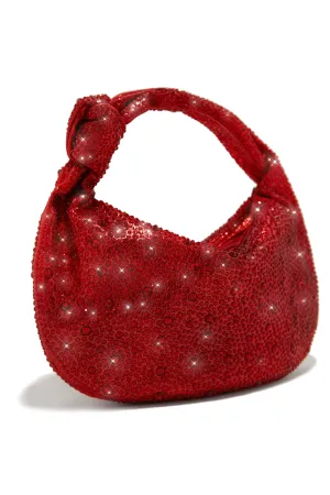 Day & Night Embellished Knot Handbag - Red