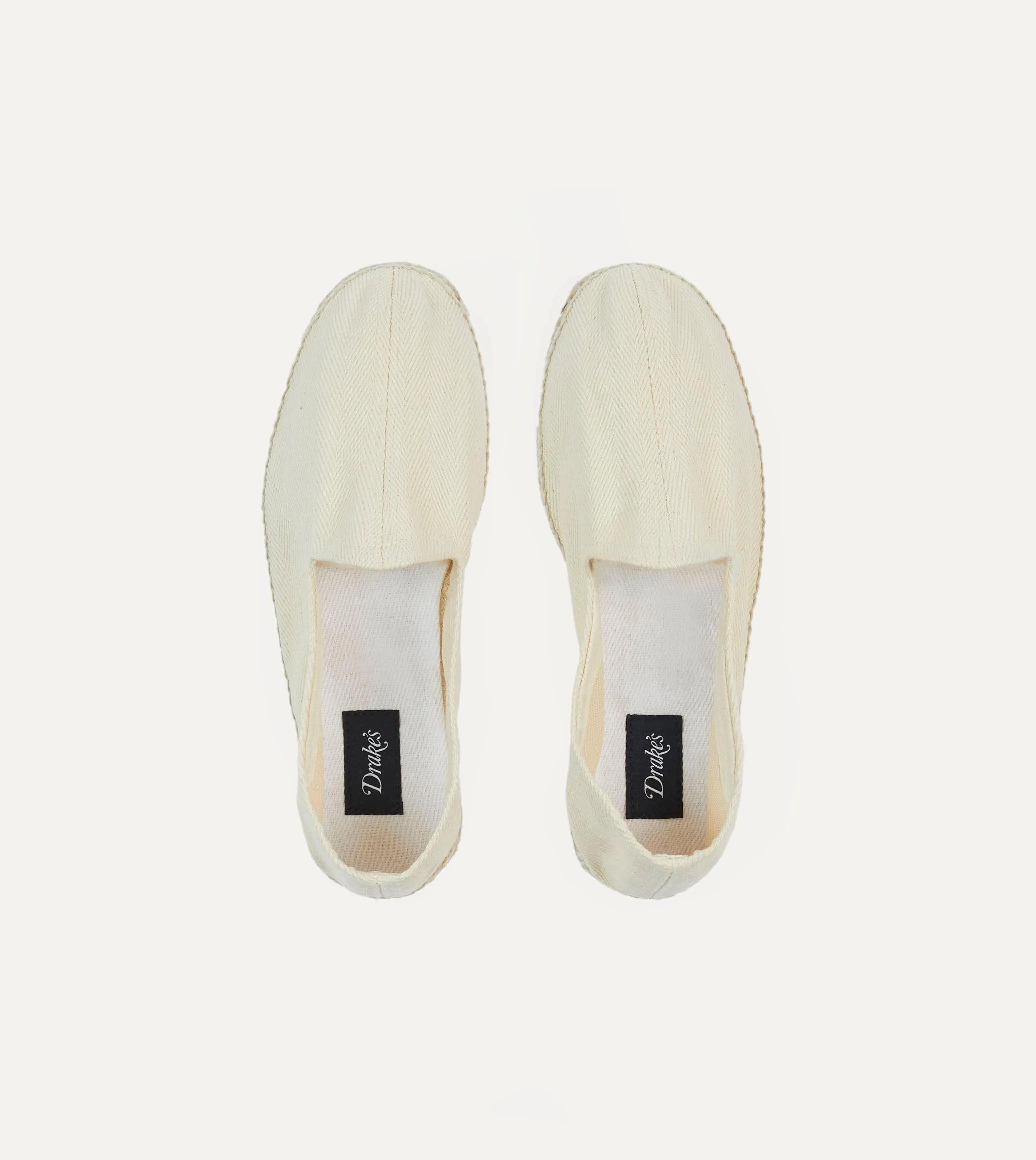 Ecru Herringbone Cotton Espadrilles