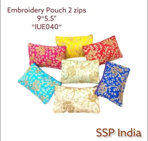 Embroidered Pouches on silk fabric (pack of 25 assorted colors), OR, SSP