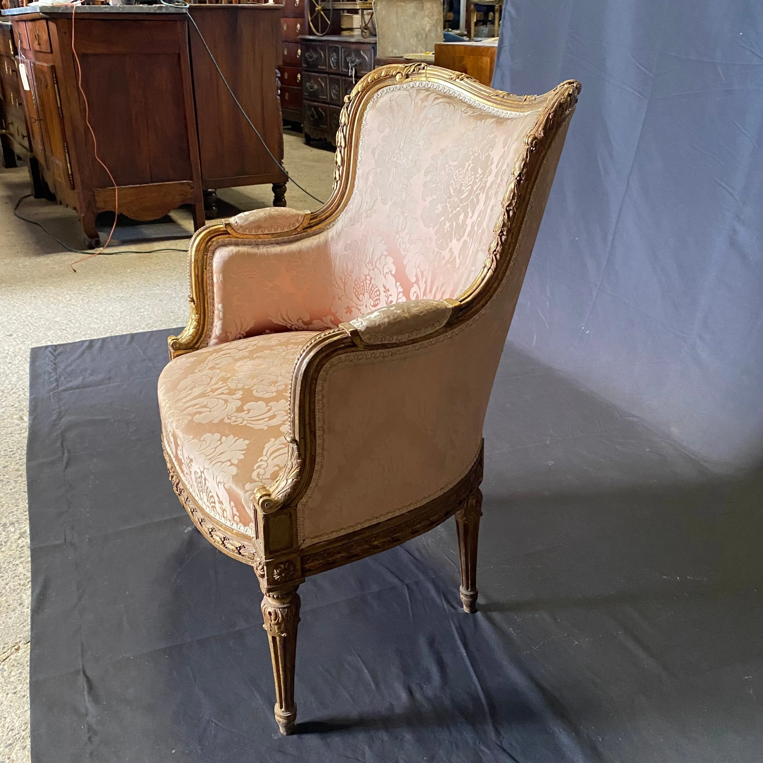 Exquisite Early 19th Century French Set of 4 Louis XVI Armchairs or Bergere Chairs