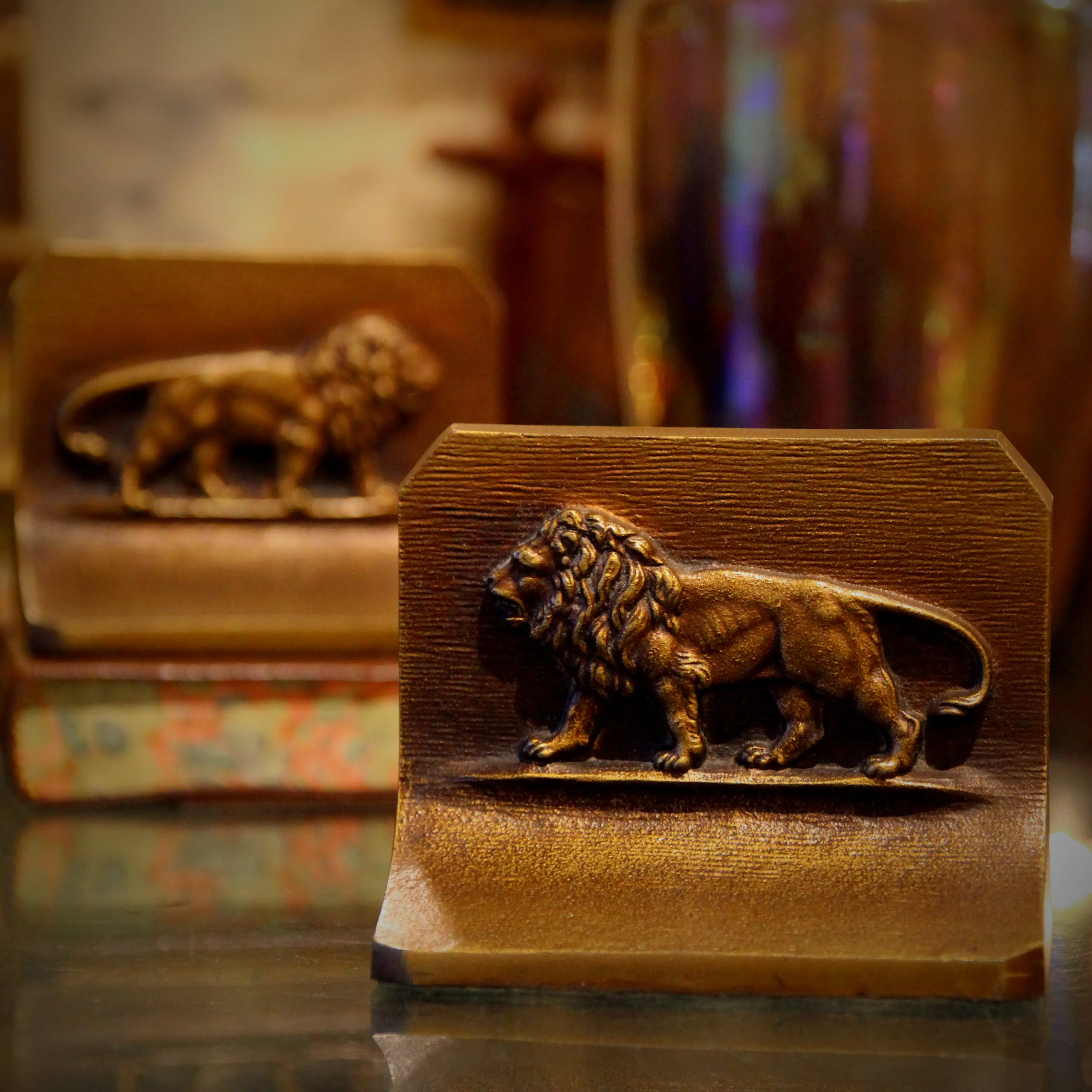 Golden Lions Bookends