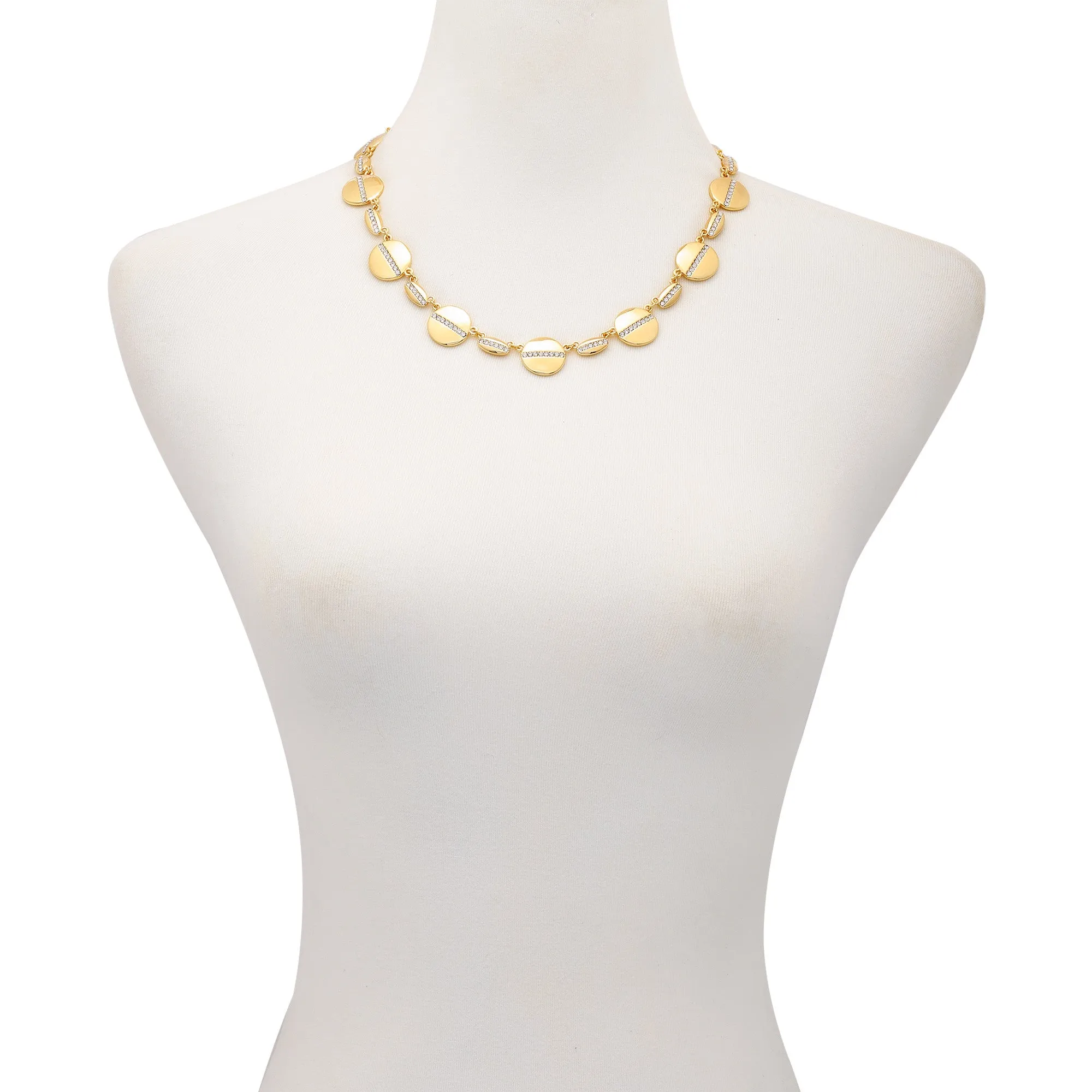 Goldtone Pave Multi-Coin Statement Necklace