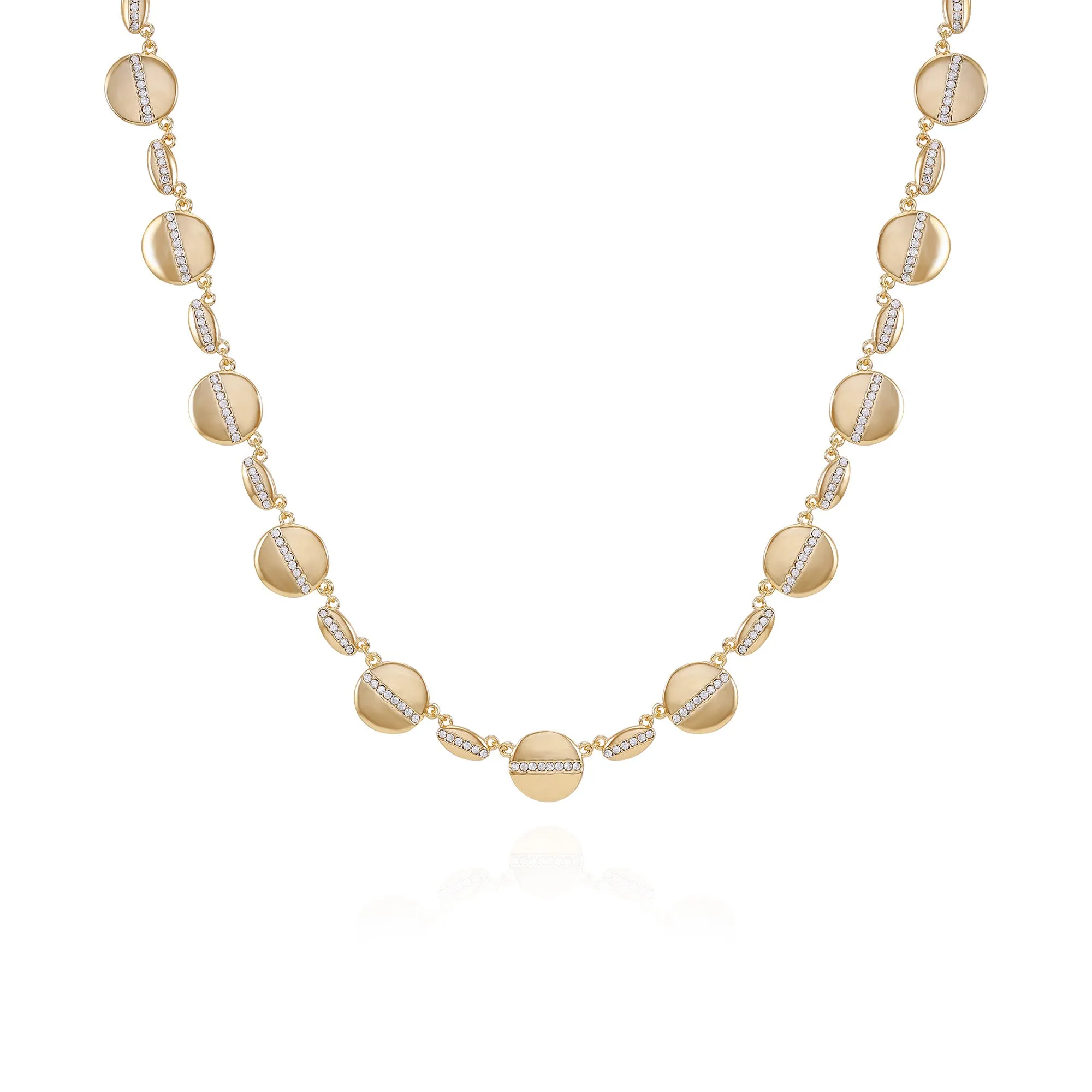 Goldtone Pave Multi-Coin Statement Necklace