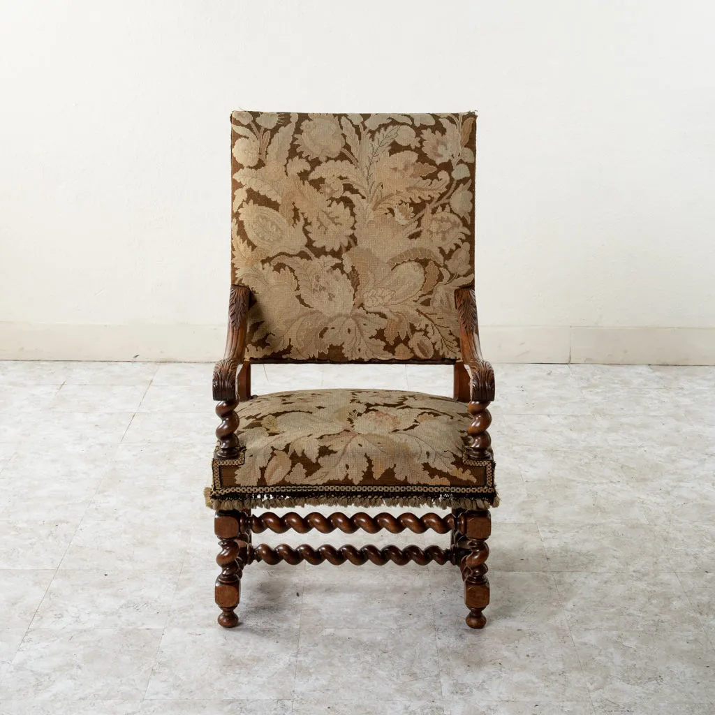 Hand Carved Walnut Armchair