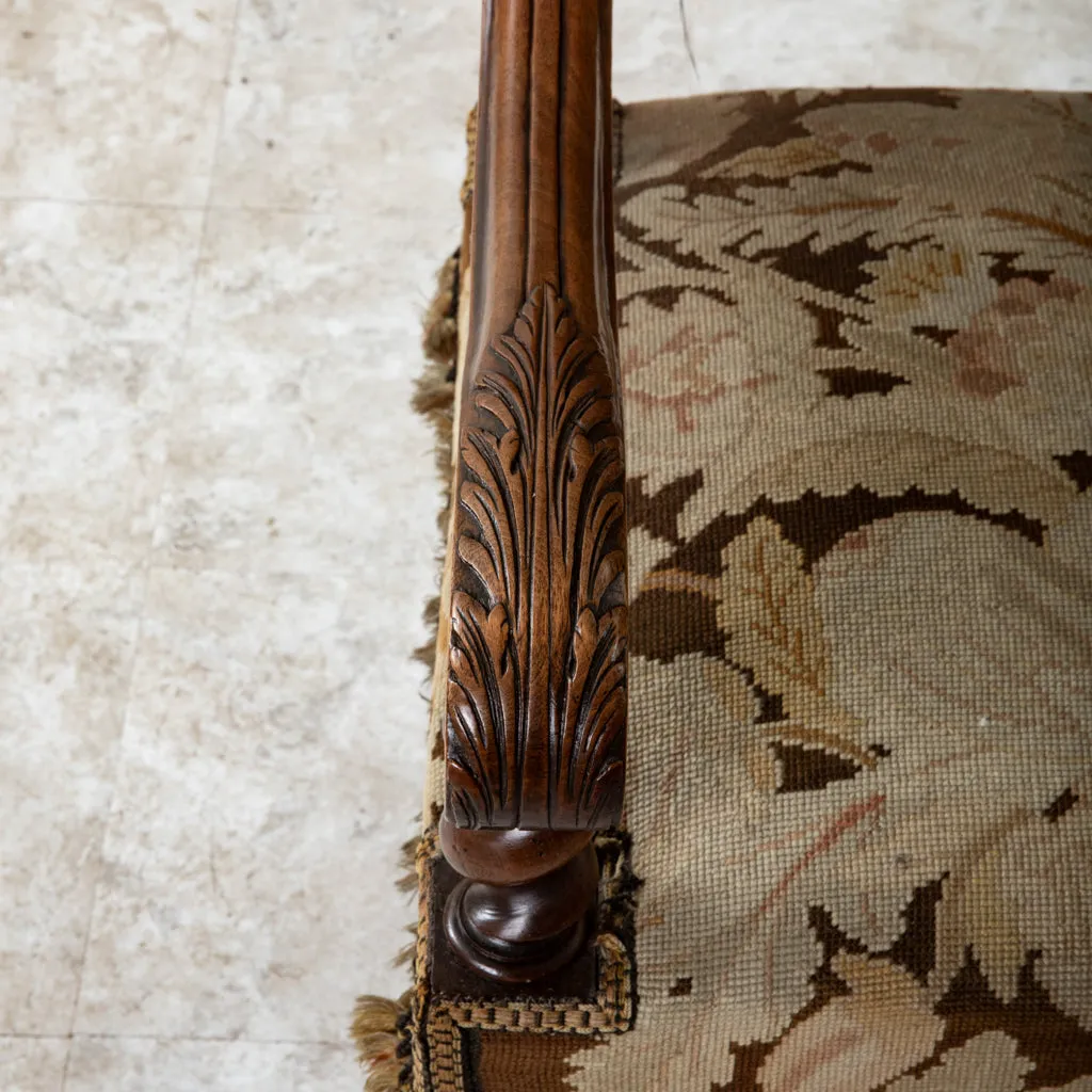 Hand Carved Walnut Armchair