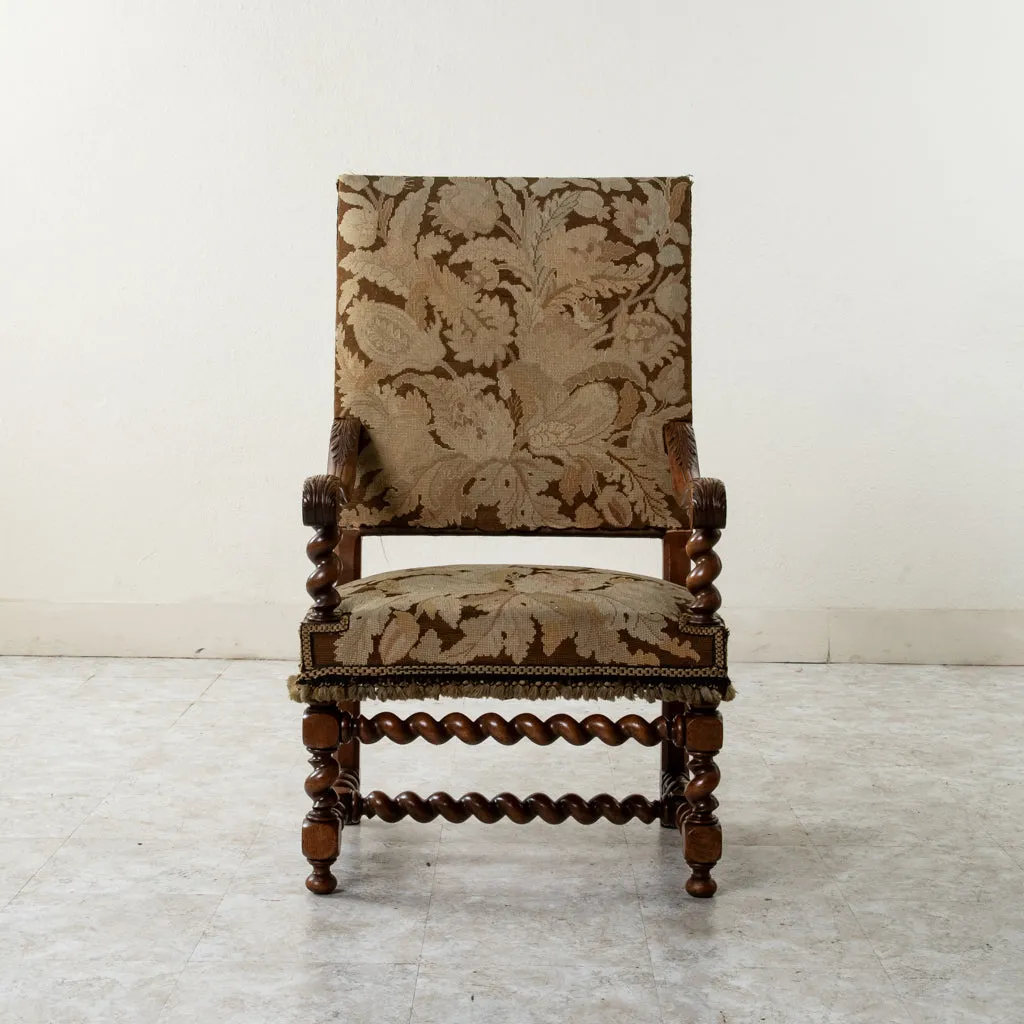 Hand Carved Walnut Armchair