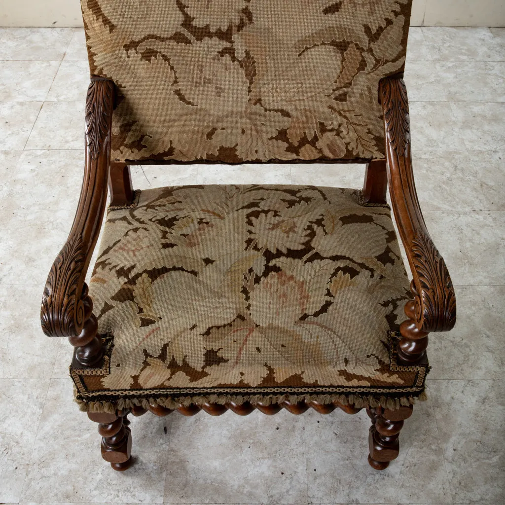 Hand Carved Walnut Armchair