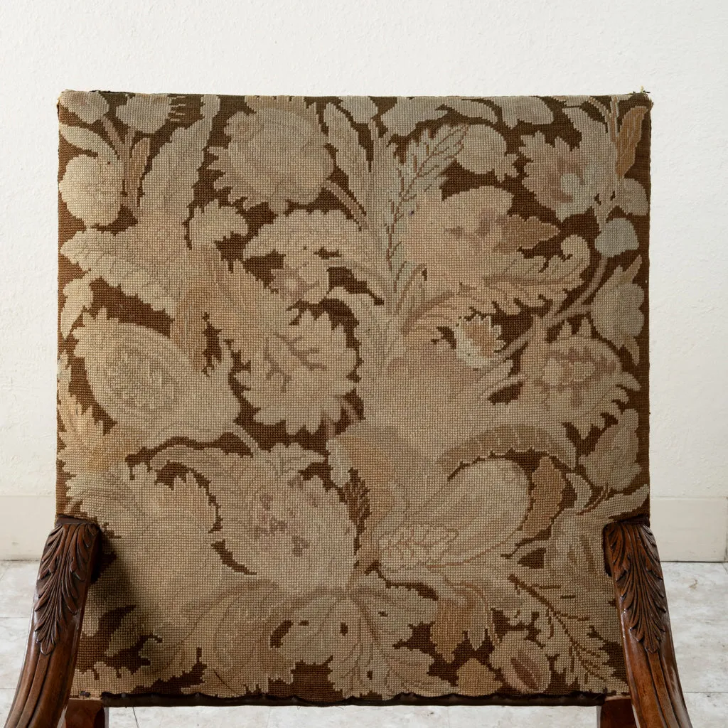 Hand Carved Walnut Armchair