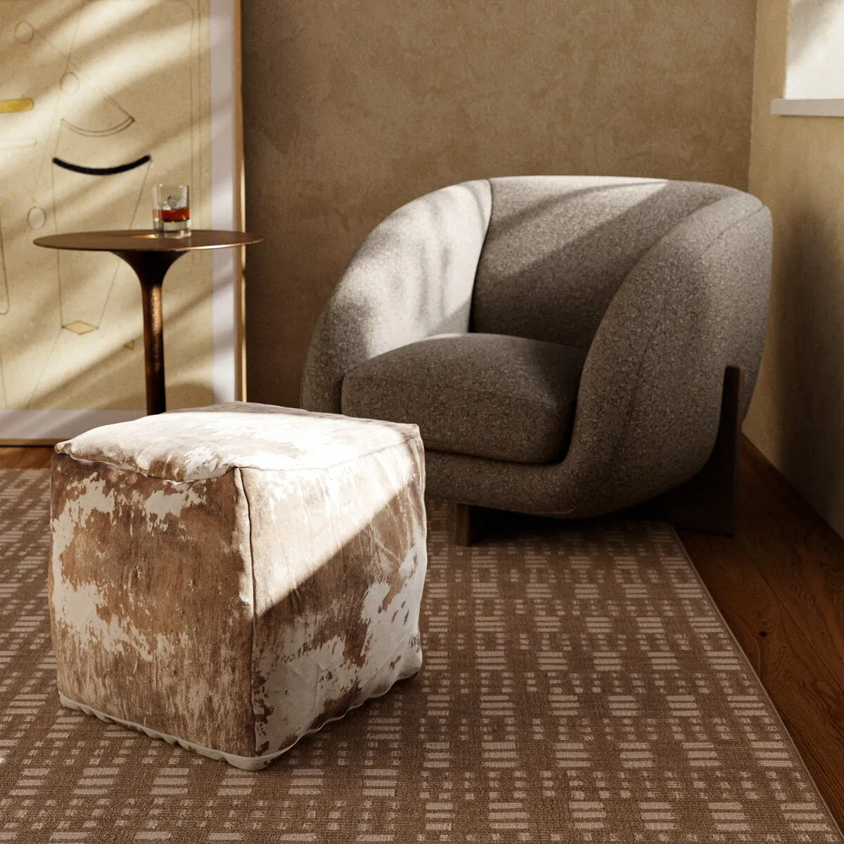 Harland Modern Hide Pouf