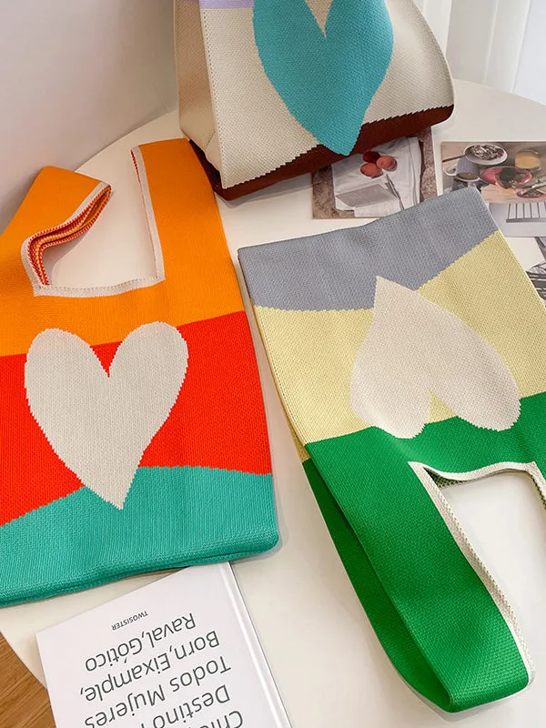 Heart Print Multi-Colored Bags Handbags