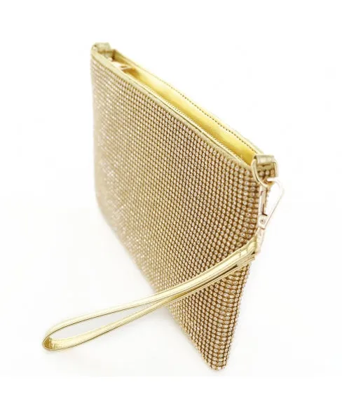 INS Rhinestone Crystal Allover Wristlet Clutch Bag