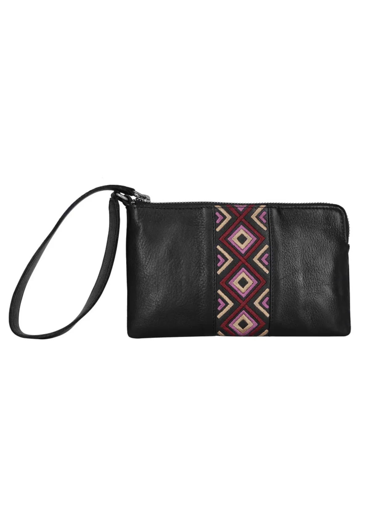 Leather Diamond Wristlet Handbag