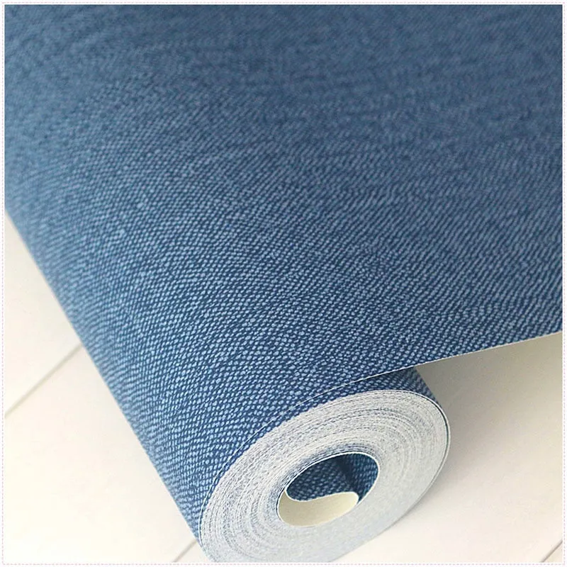 Modern Solid Color Plain Denim Waterproof PVC Wallpaper (5.3 ㎡)