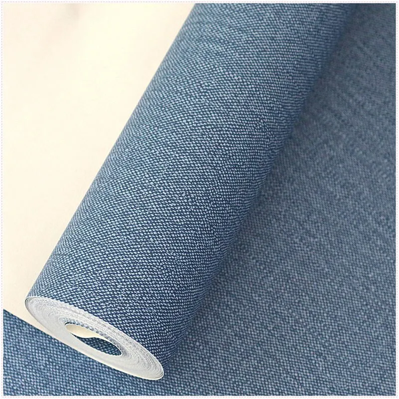 Modern Solid Color Plain Denim Waterproof PVC Wallpaper (5.3 ㎡)