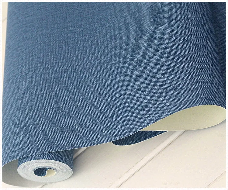 Modern Solid Color Plain Denim Waterproof PVC Wallpaper (5.3 ㎡)