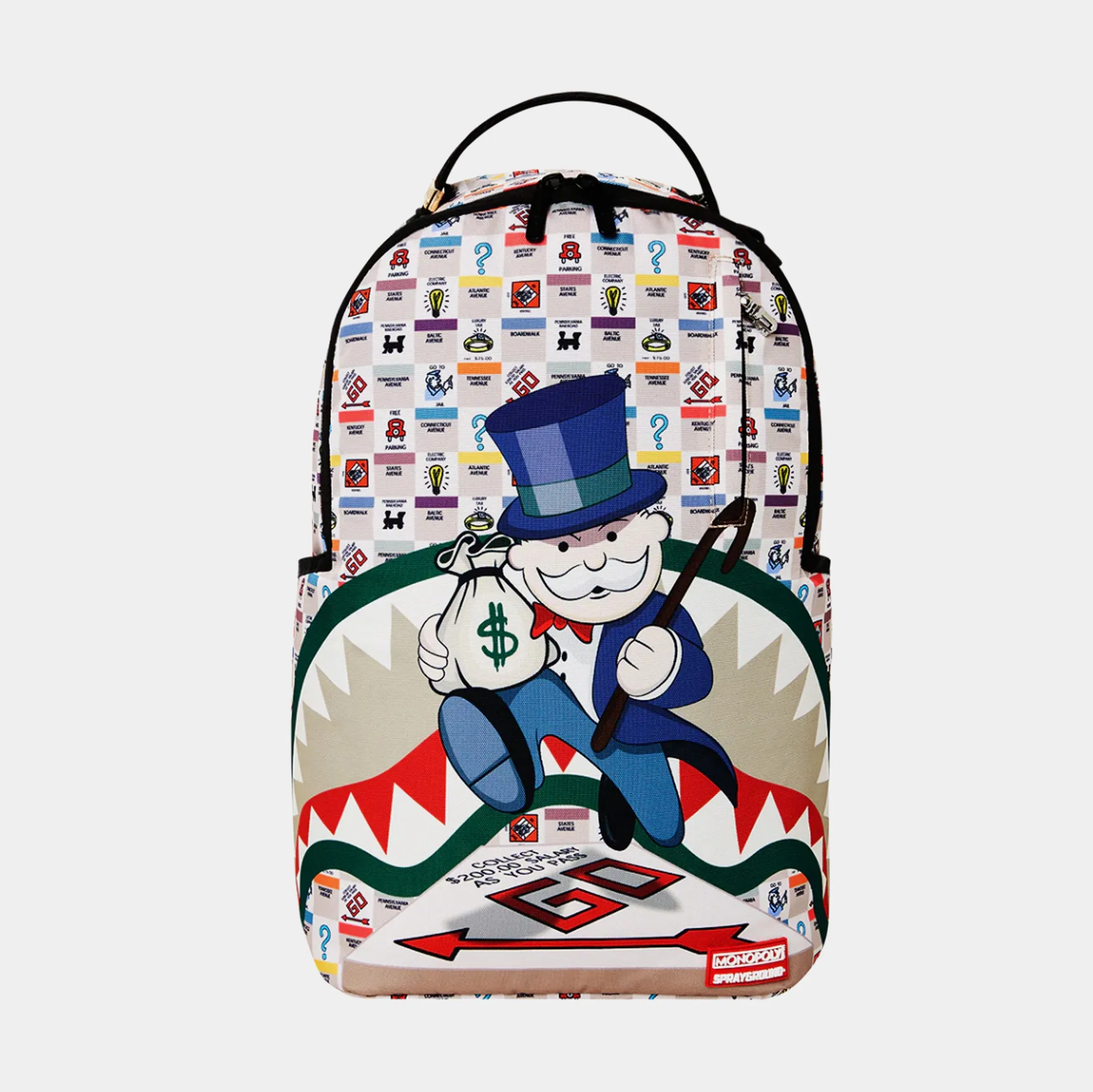 Monopoly Gotta Go Mens Backpack (White/Multi)