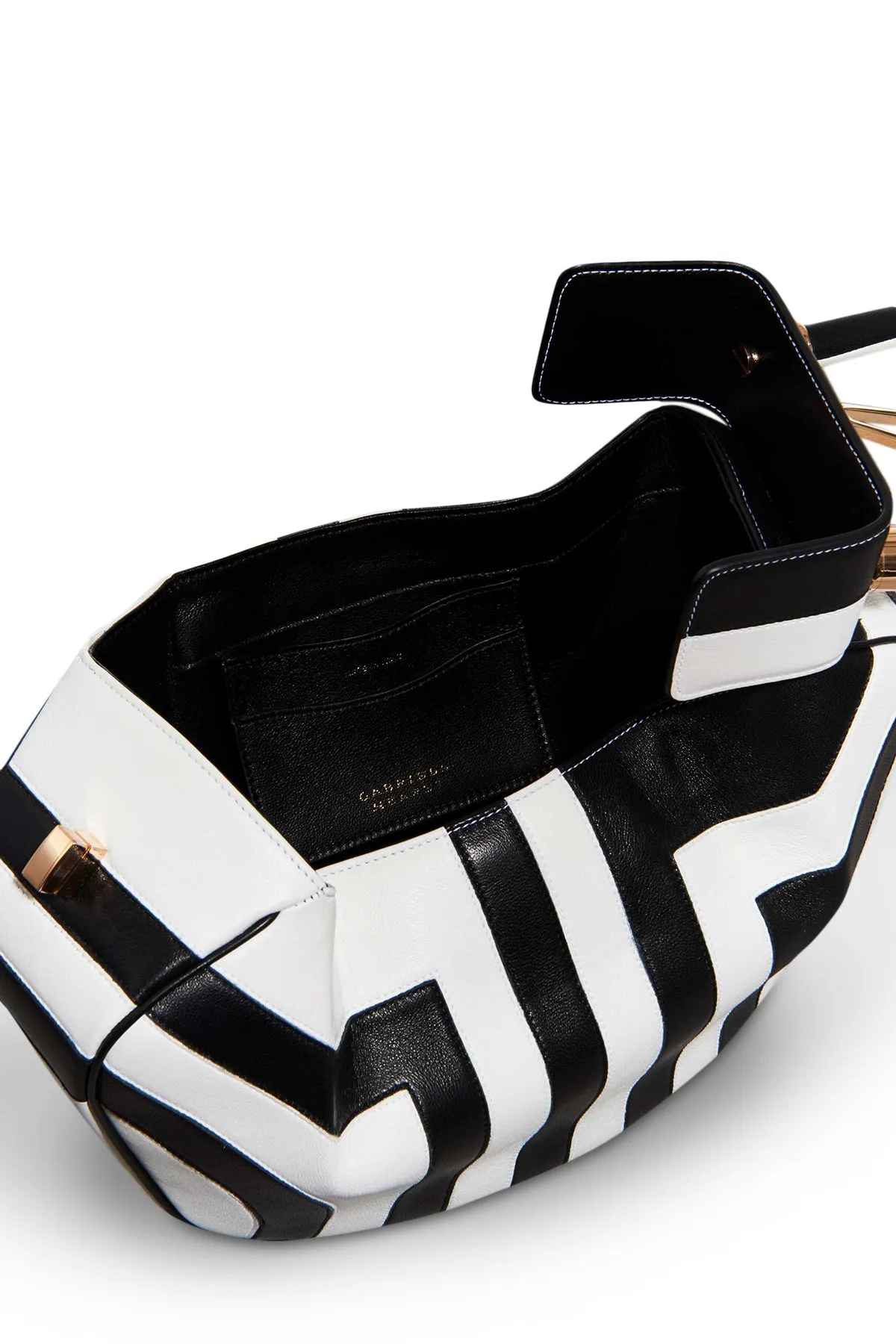 Nina Bag in Black & Ivory Stripes Nappa Leather