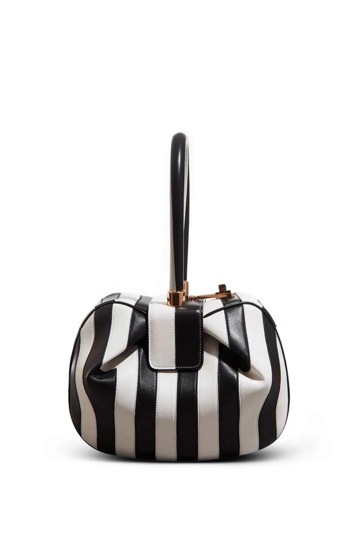 Nina Bag in Black & Ivory Stripes Nappa Leather