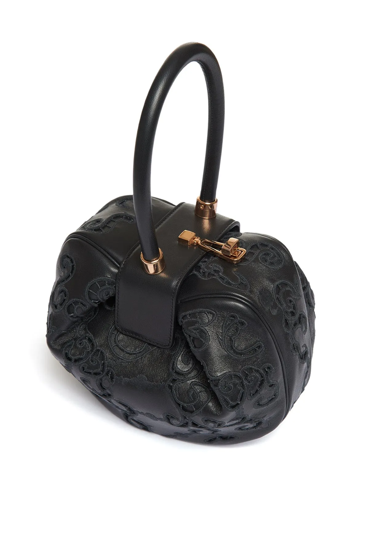 Nina Bag in Black Nappa Leather with Lace