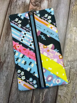 Notebook Pencil Case - Blue Yellow Lilac Patchwork