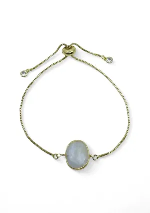 Oval Stone Chain Bracelet - Moonstone